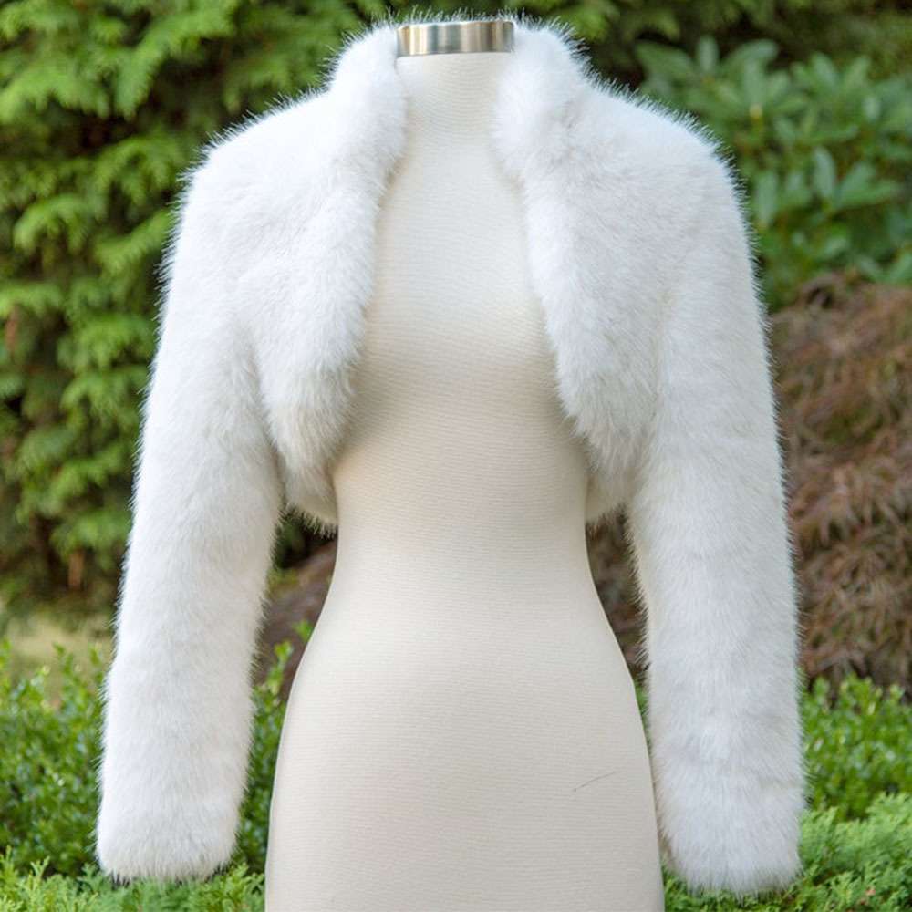 Luxurious Faux Fur Jacket - L, White image