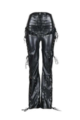 Faux Leather Lace-Up Cargo Pants image 5