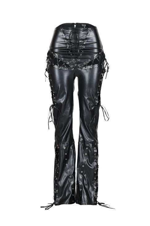 Faux Leather Lace-Up Cargo Pants image 5