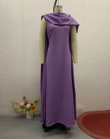 Pleated Maxi Dress with Draped Cape image 3