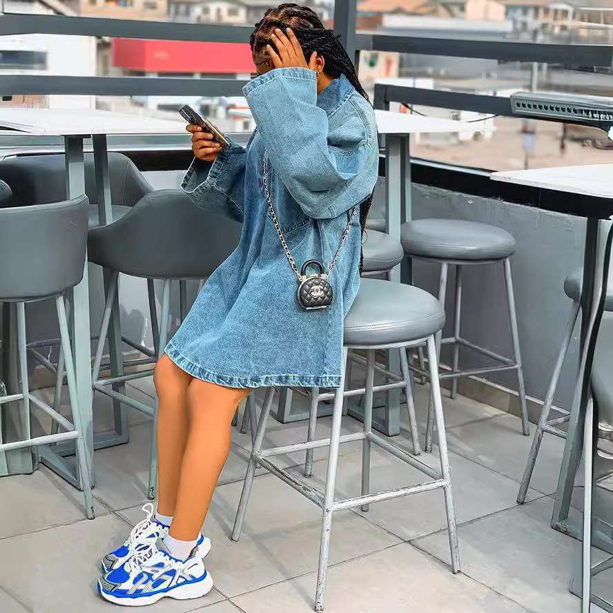 Casual Long Sleeve Denim Dress image 2