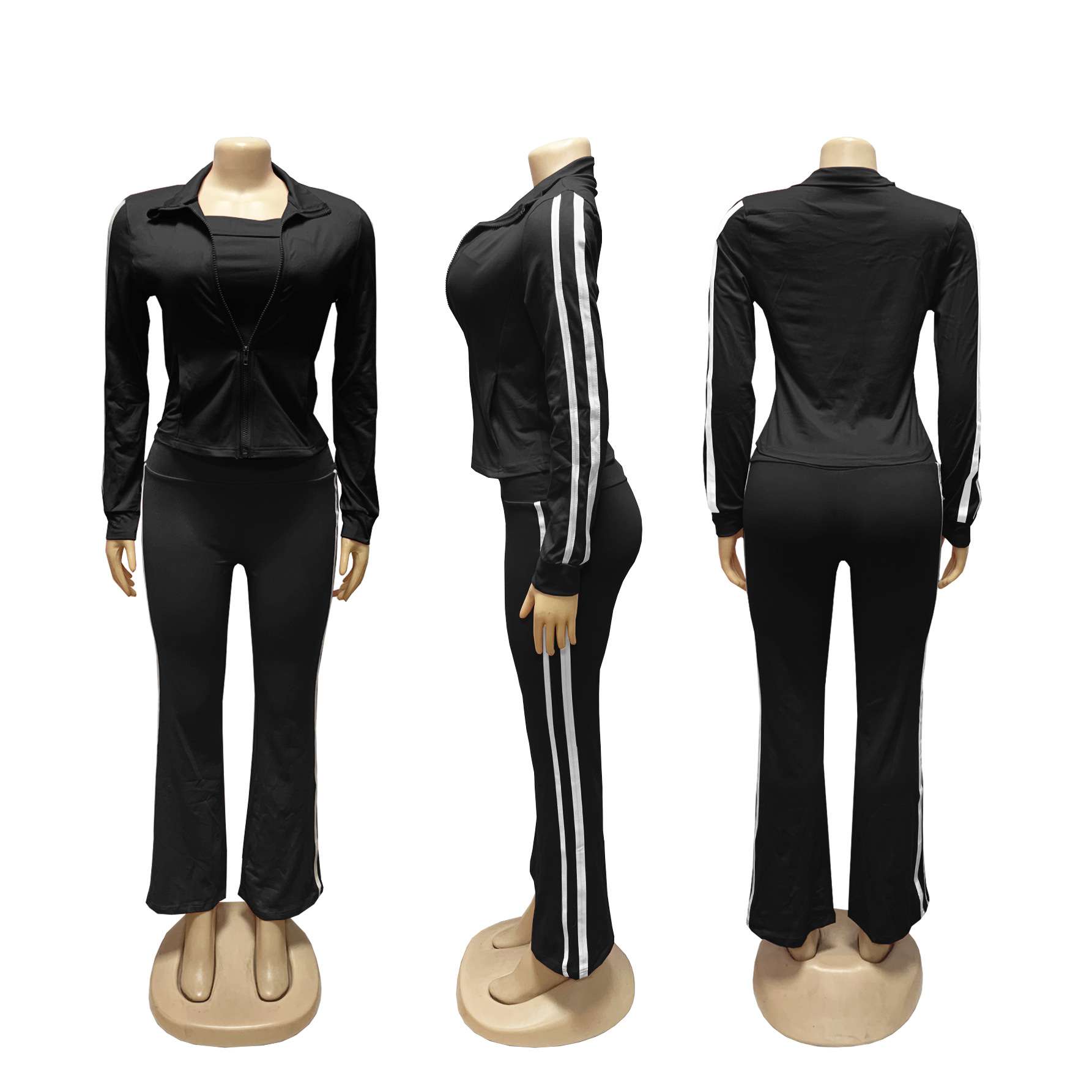 Stylish 3 Piece Athletic Tracksuit with Stripe Details image 6