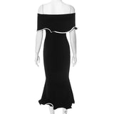 Off-Shoulder Black Bodycon Midi Dress image 4