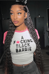 Letter Print Cropped Graphic Tee image 3