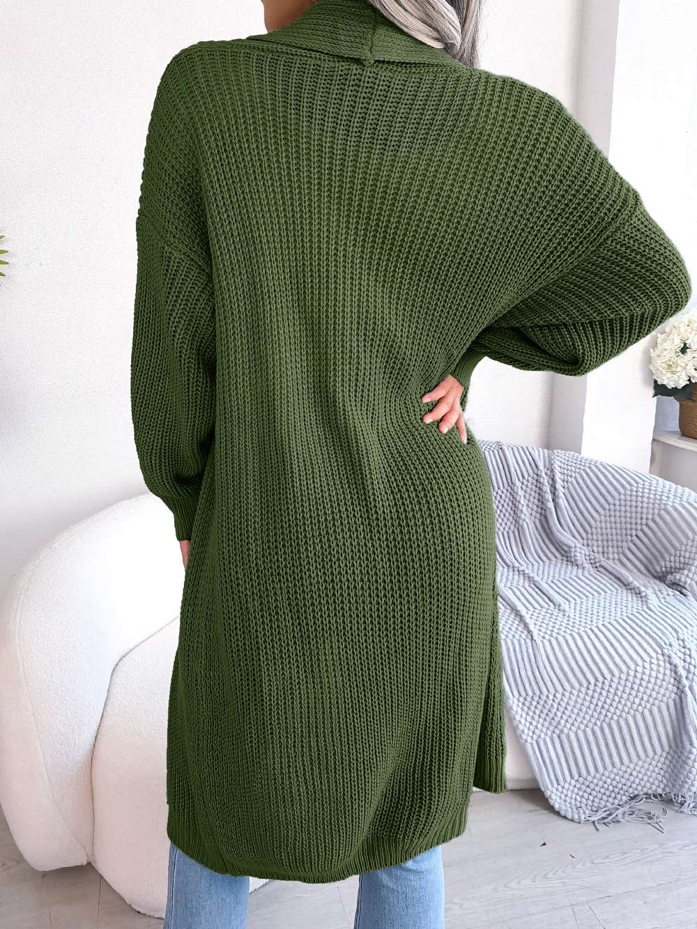 Long Knitted Cardigan Sweater image 8