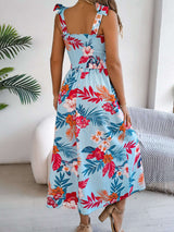Tropical Print Smocked Maxi Dress image 5