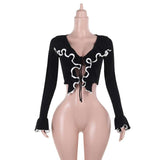 Lace-Up Long Sleeve Top Sweater Cardigan image 5