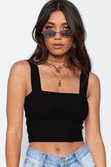 Square Neck Sleeveless Ribbed Crop Top image 0