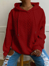 Cable Knit Hoodie - L, Red image