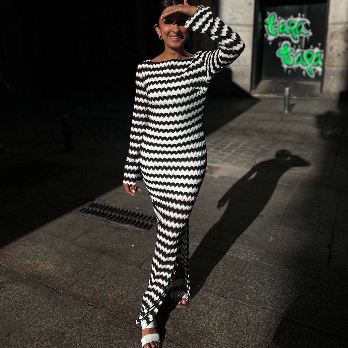 Stylish Zigzag Pattern Knit Dress image 1