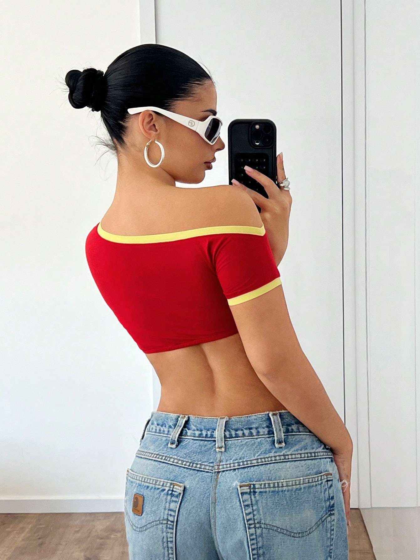 Stylish Off-Shoulder Graphic Crop Top image 6
