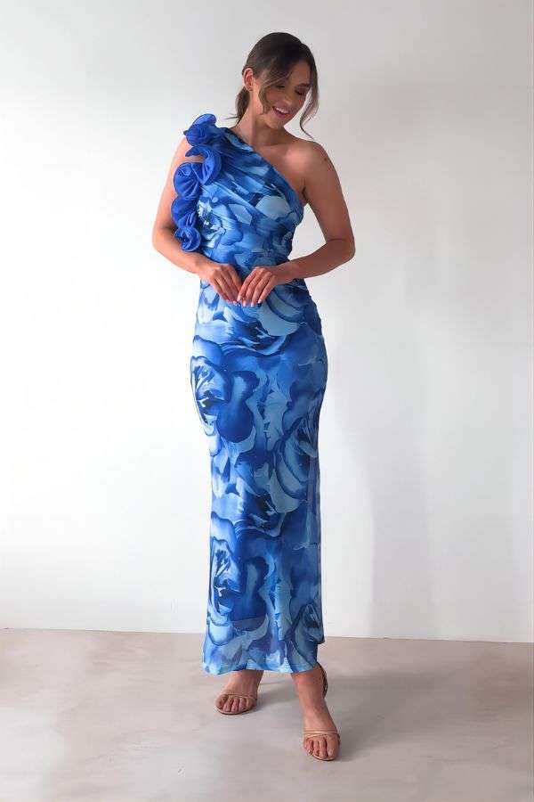 Elegant Floral One-Shoulder Gown image 0