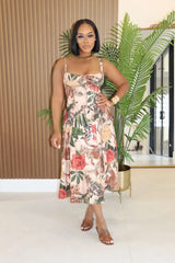 Wild Garden Safari Midi Dress - L, Multi Beige image