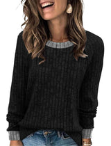 Cozy Ribbed Knit Top - S, Black image