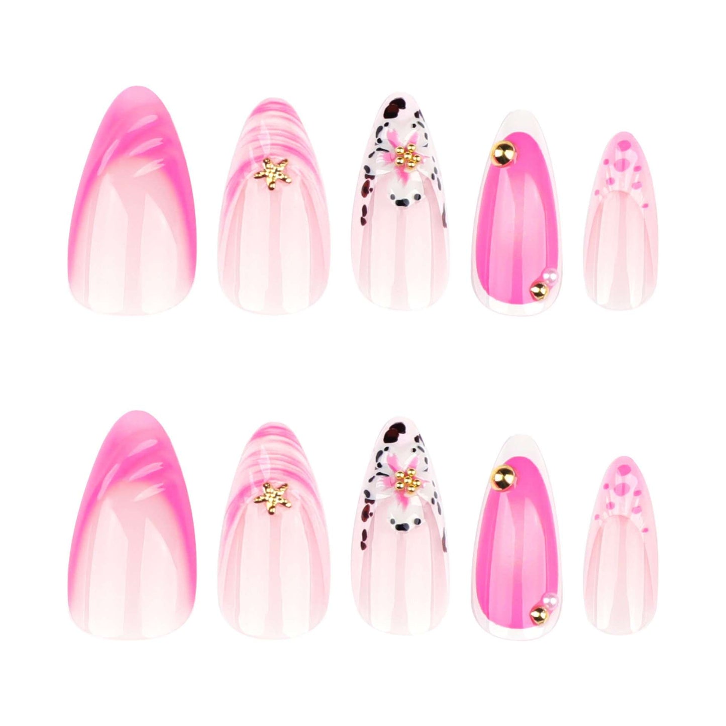 3D Floral Pink Stiletto Nail Art Set image 3