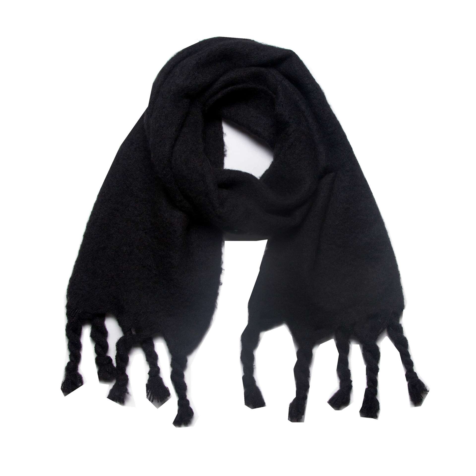 Tasselled Border Cosy Everyday Scarves - Black image