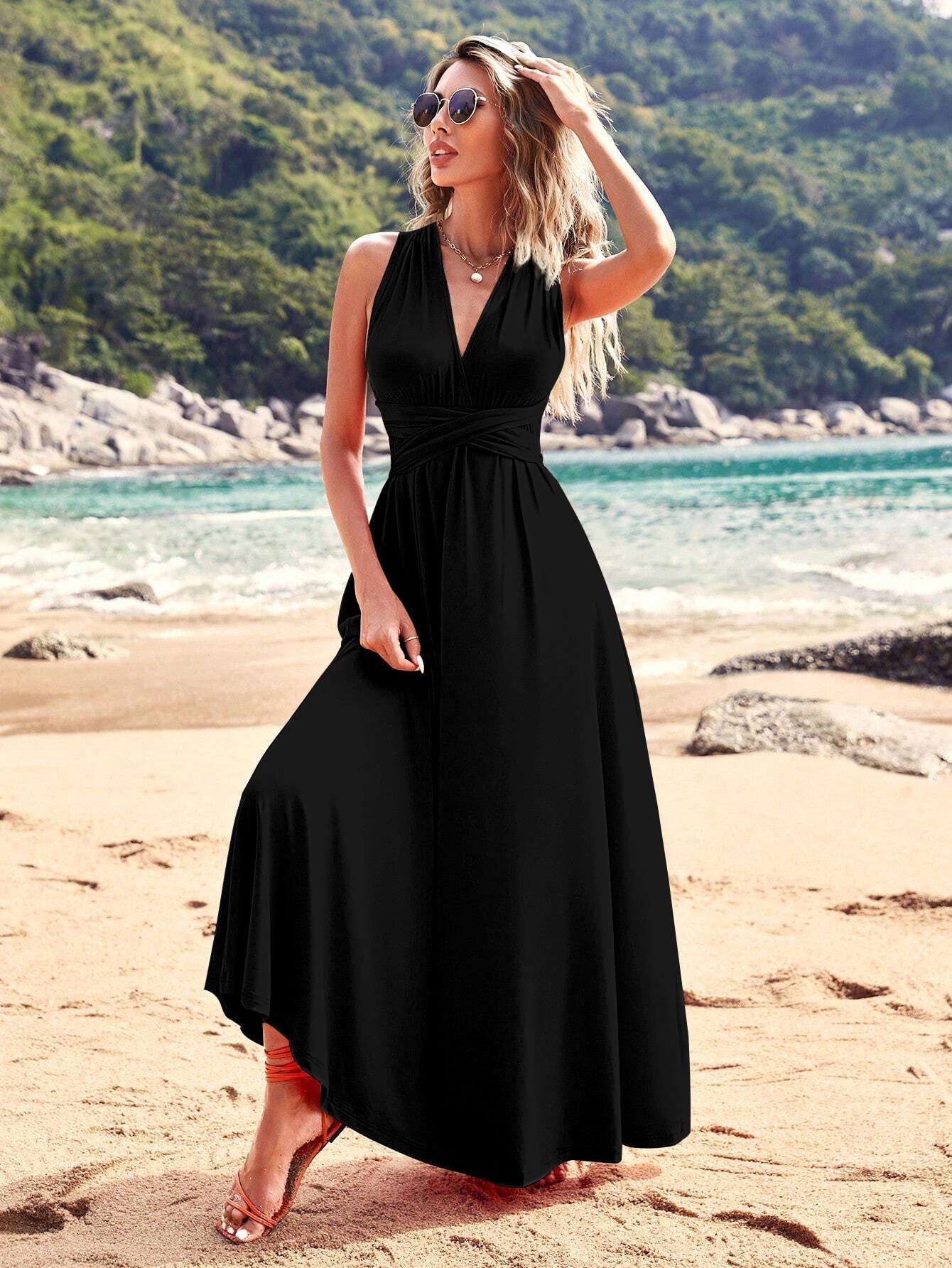 Sleeveless V-Neck Maxi Dress image 2