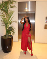 Glamorous Red Slit Dress image 1
