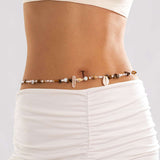 Beach Shell & Pearl Charm Waist Chain - Free Size, Multi 2 image