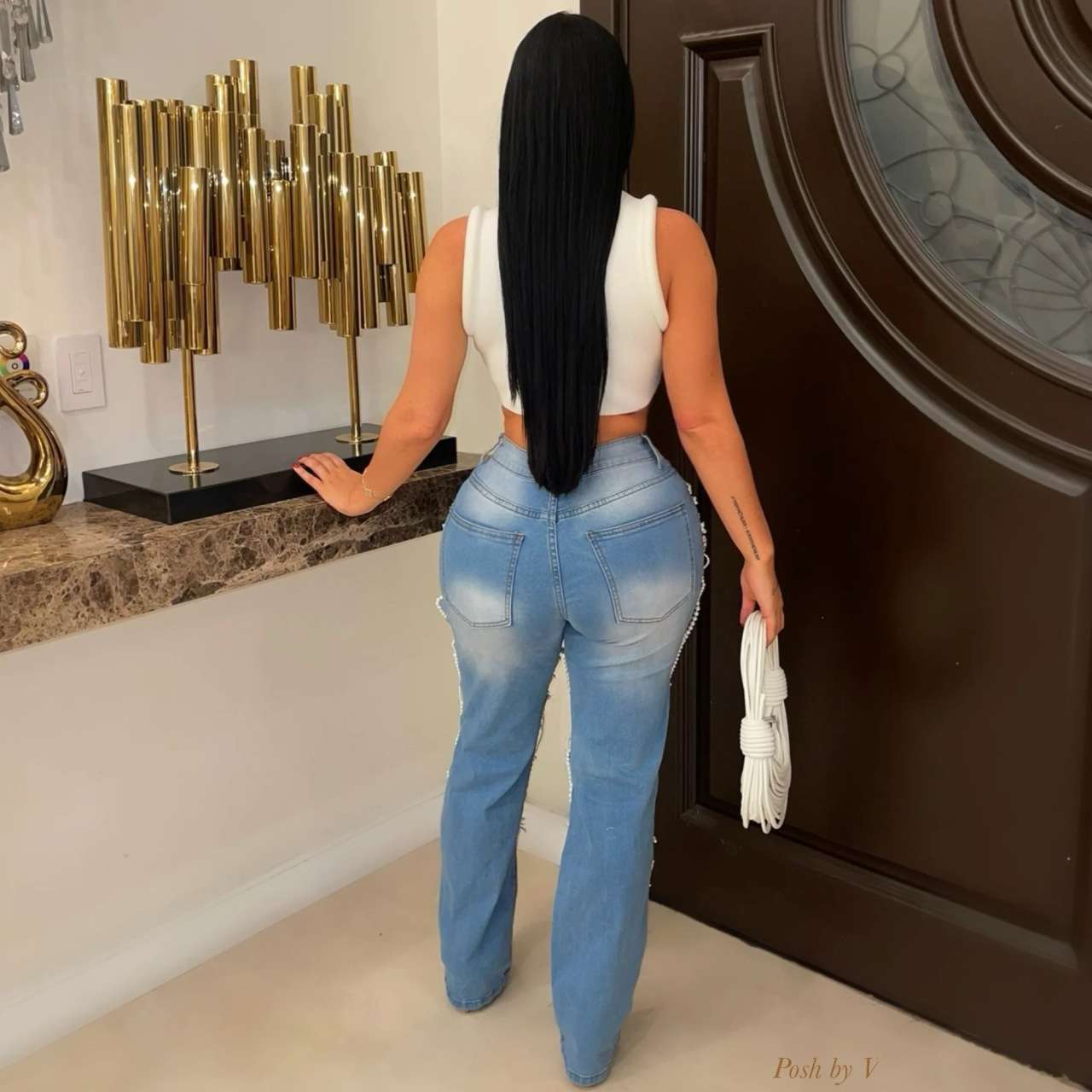 Embellished Wide-Leg Ripped Jeans image 7