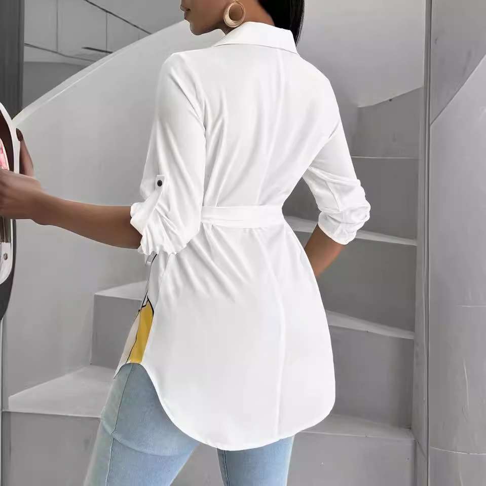 Stand Collar Asymmetrical Hem Shirt Dress image 3