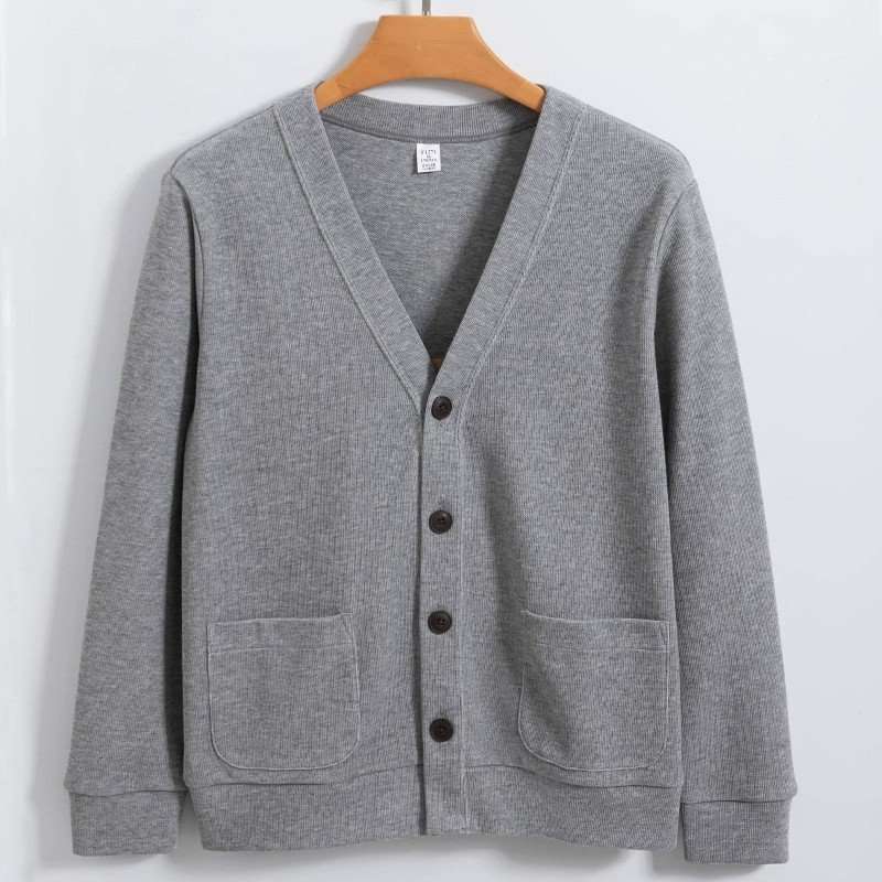 V Neck Down Sweaters Cardigan - M, Grey image