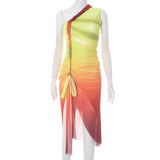 Colorful One-Shoulder Gradient Maxi Dress image 4