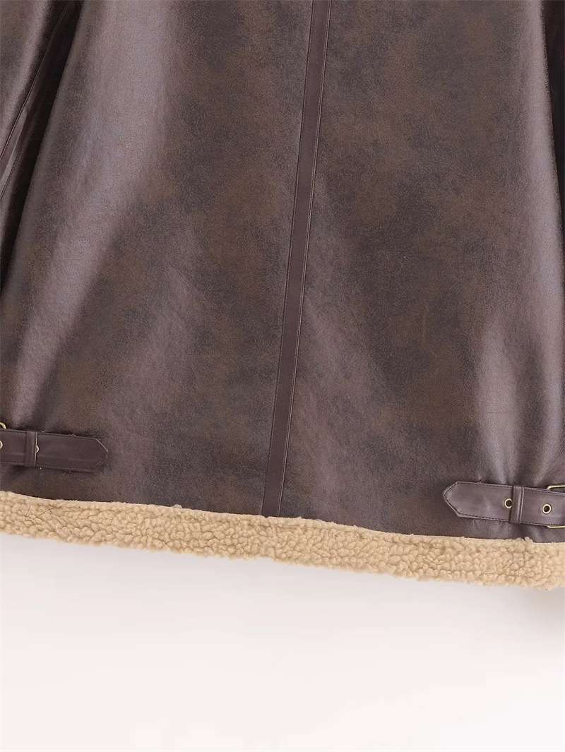 Shearling-Lined Faux Leather Aviator Jacket image 6