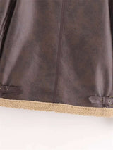 Shearling-Lined Faux Leather Aviator Jacket image 6