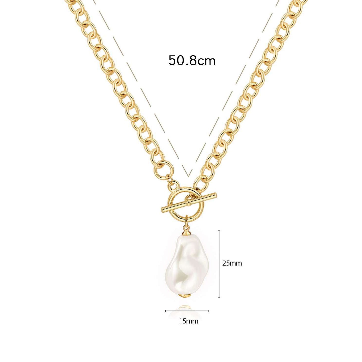 Gold Chain Necklace with Baroque Pearl Pendant image 3