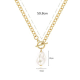 Gold Chain Necklace with Baroque Pearl Pendant image 3