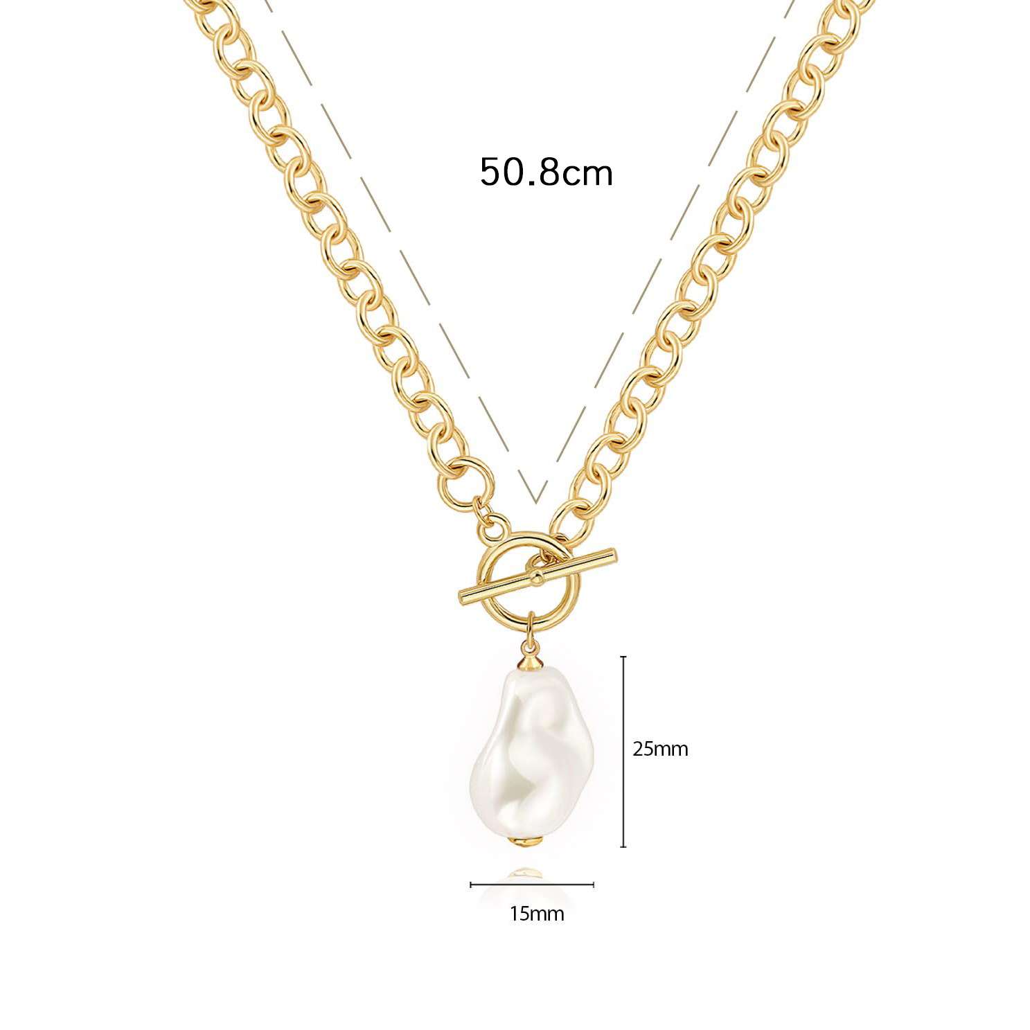 Gold Chain Necklace with Baroque Pearl Pendant image 3