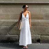 White V-Neck Maxi Dress image 1