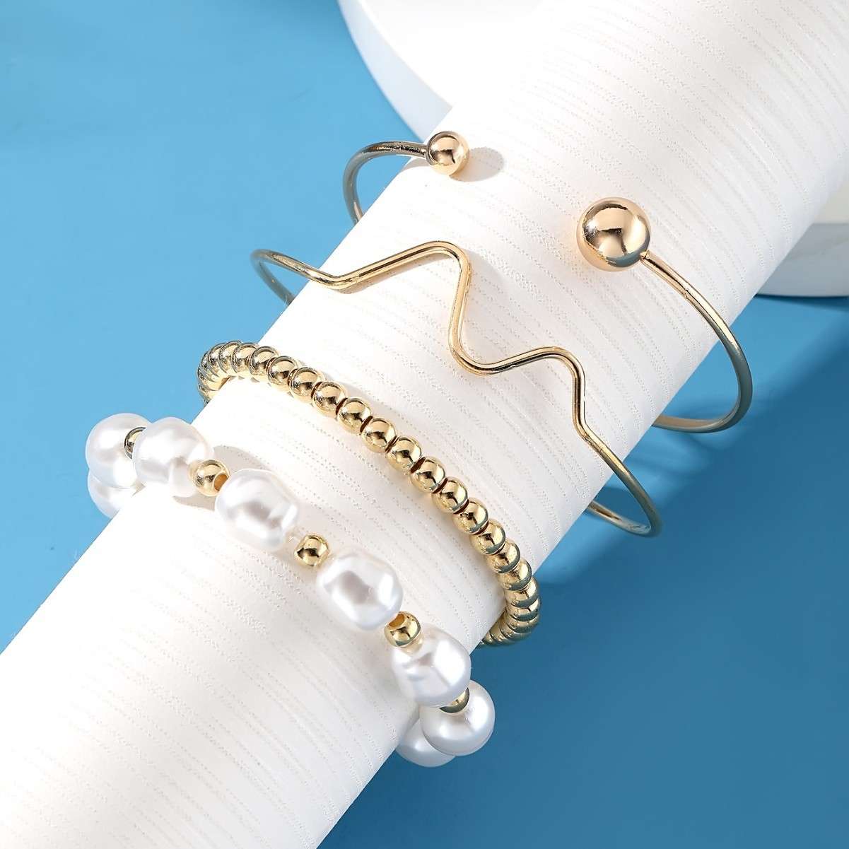 Elegant Mixed Bead & Bar Bracelets Set image 4