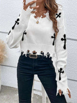 Cross Pattern Crop Sweater image 2
