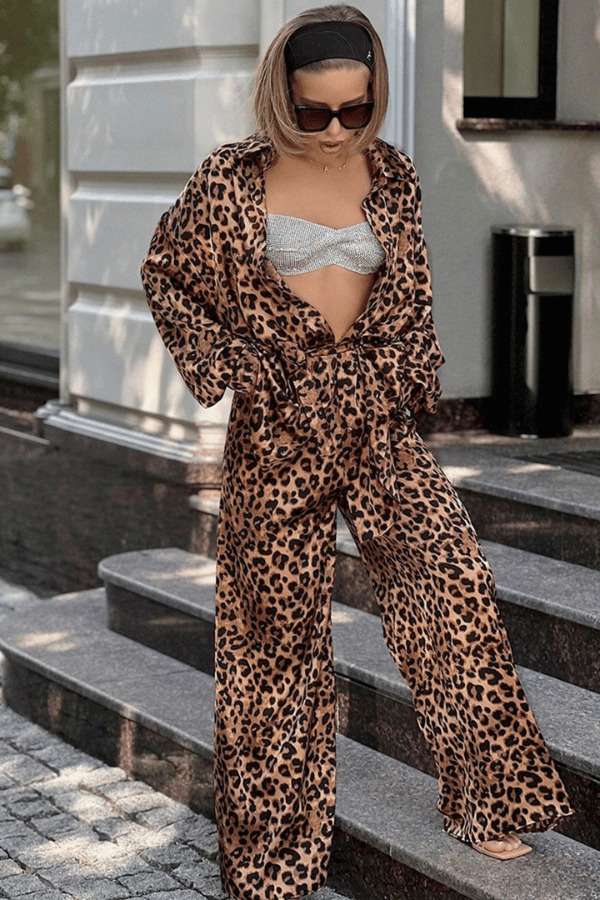 Leopard Luxe Lounge Set - S, Multi Brown image