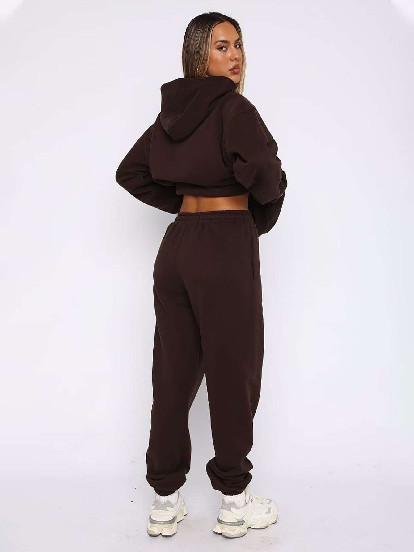 Solid Hooded Pullover Pants Street Suit image 2