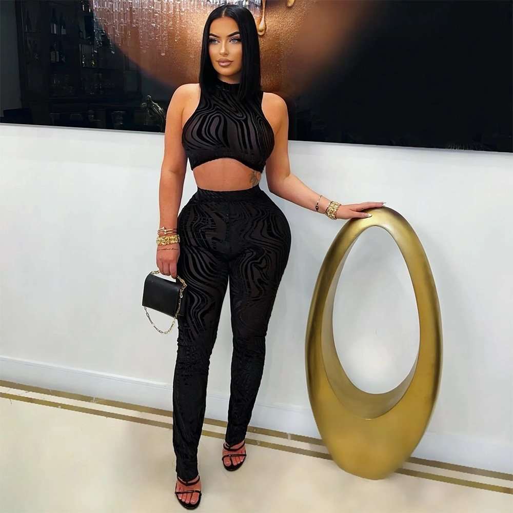 Patterned Two-Piece Set - M, Black image