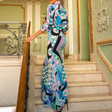 Printed Casual Long-sleeve Shirt and Maxi Skirt Set image 2