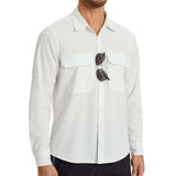 Men's White Long-Sleeve Utility Shirt - L, White image