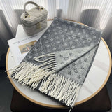 Contrast Monogram print Stole - Free Size, Dark Grey image