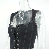 Black Lace-Up Corset Top image 4