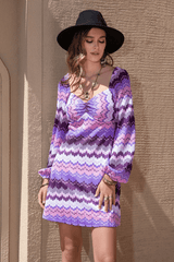 Printed Sweetheart Neck Balloon Sleeve Dress image 1