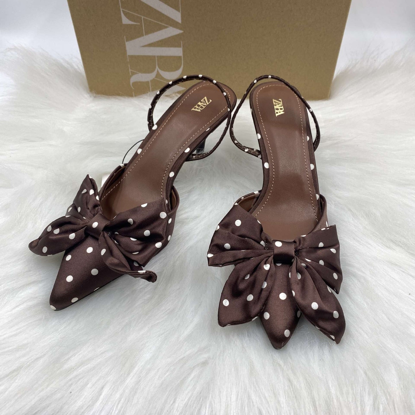 Polka Dot Bow-Accent Heeled Sandals