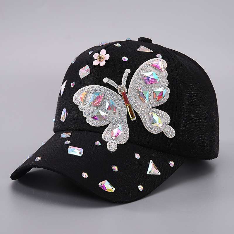 Cap with Butterfly & Floral Accents