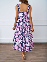 Tropical Leaf Print Ruffle Strap Midi Dress image 2