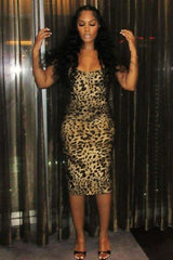 Leopard Print Bodycon Dress - L, Brown image