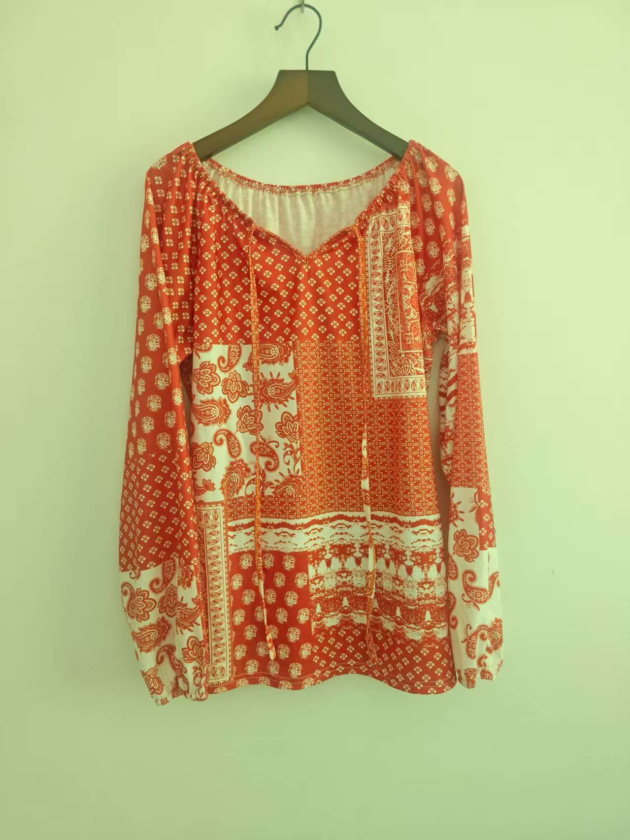 Bohemian Style Patchwork Print Top image 4