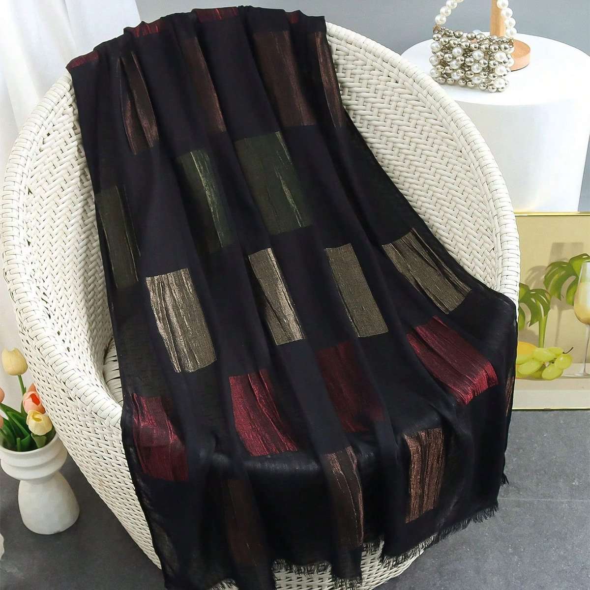 Luxurious striped scarf Shawl image 2