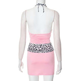 Halter Leopard Print Top and Shorts Set image 3